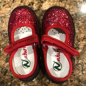 Red glitter toddler shoes